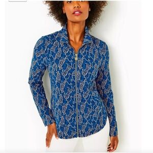 NWT Lilly Pulitzer Leona Zip up Jacket in Easy to Spot sz L Retail $108